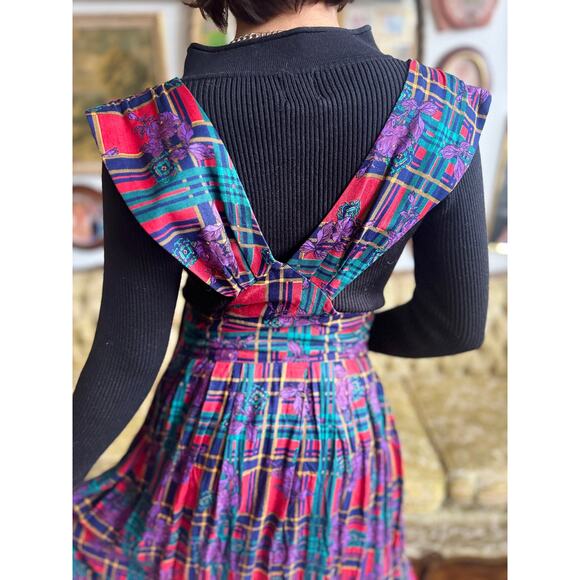 Vintage 80s Plaid Pinafore Dress by R.J Stevens Ladies Size 6/Medium - Picture 3 of 5